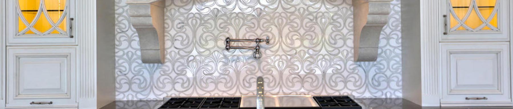 Tiled kitchen backsplash.